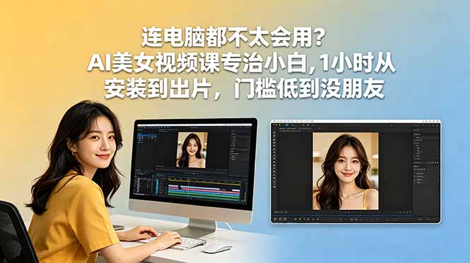 连电脑都不太会用?AI美女视频课专治小白,1小时从安装到出片,门槛低到没朋友|云雀资源分享