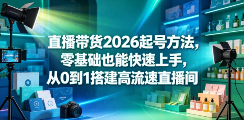 直播带货2026起号方法，零基础也能快速上手，从0到1搭建高流速直播间|云雀资源分享