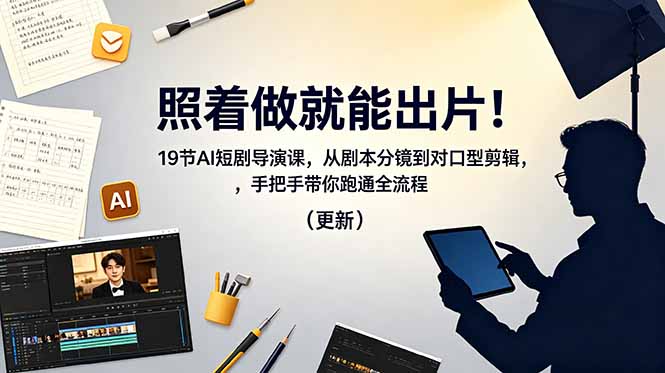 照着做就能出片!19节AI短剧导演课,从剧本分镜到对口型剪辑,手把手带你跑通全流程(更新|云雀资源分享