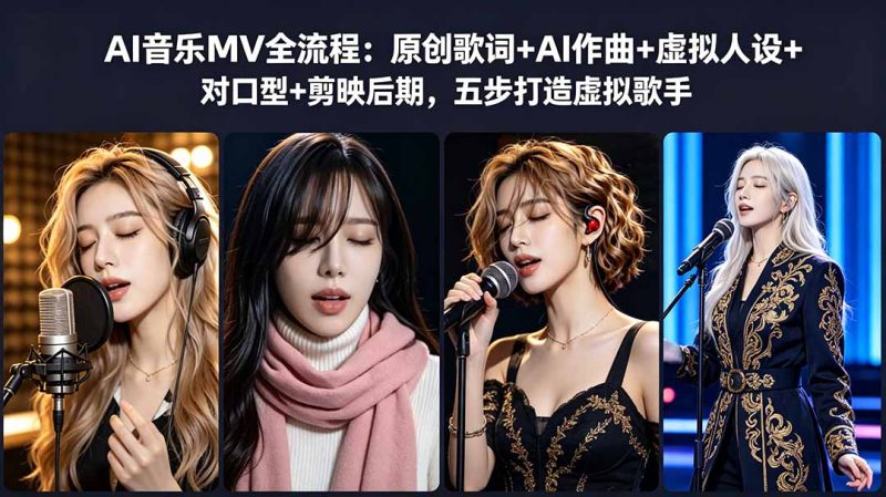 AI音乐MV全流程:原创歌词+AI作曲+虚拟人设+对口型+剪映后期,五步打造虚拟歌手|云雀资源分享