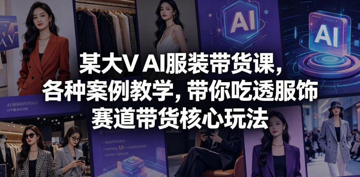 某大V AI服装带货课，各种案例教学，带你吃透服饰赛道带货核心玩法|云雀资源分享