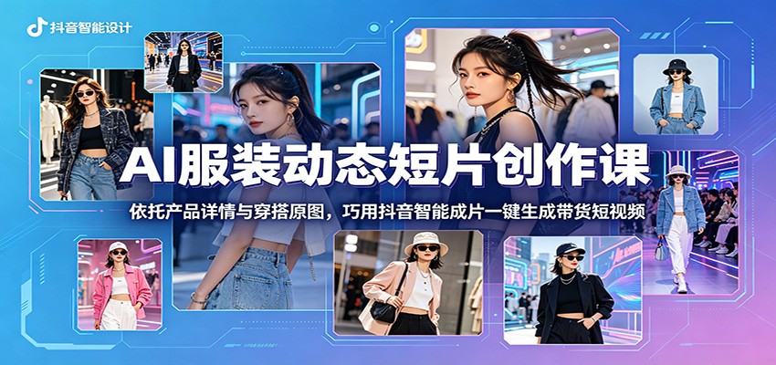AI服装动态短片创作课:依托产品详情与穿搭原图,巧用抖音智能成片一键生成带货短视频|云雀资源分享
