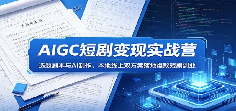 AIGC短剧变现实战营:选题剧本与AI制作,本地线上双方案落地爆款短剧副业|云雀资源分享