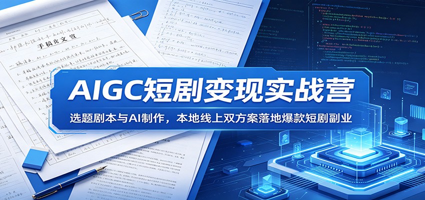 AIGC短剧变现实战营:选题剧本与AI制作,本地线上双方案落地爆款短剧副业|云雀资源分享