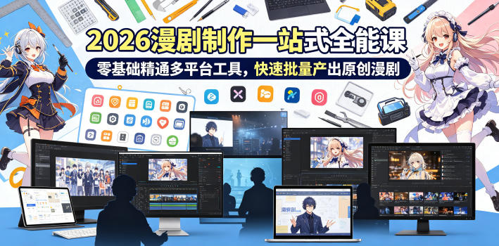 2026 AI漫剧制作一站式全能课,零基础精通多平台工具,快速批量产出原创漫剧|云雀资源分享
