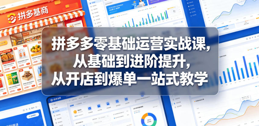 拼多多零基础运营实战课，从基础到进阶提升，从开店到爆单一站式教学|云雀资源分享