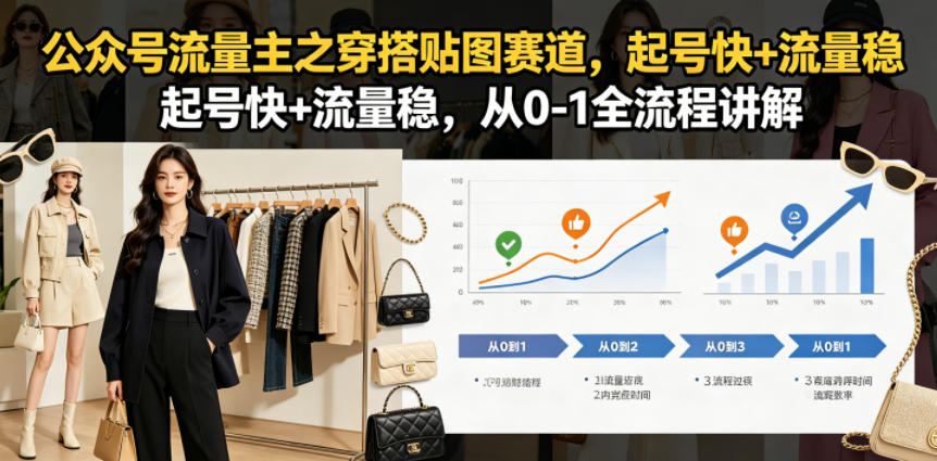 公众号流量主之穿搭贴图赛道，起号快+流量稳，从0-1全流程讲解|云雀资源分享