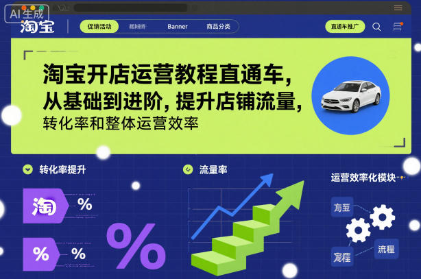 淘宝开店运营教程直通车，从基础到进阶，提升店铺流量，转化率和整体运营效率（更新26年07月11日）