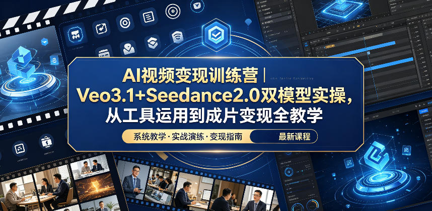 AI视频变现训练营｜Veo3.1+Seedance2.0双模型实操，从工具运用到成片变现全教学|云雀资源分享