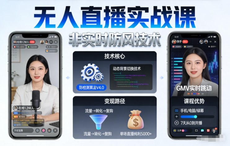 宝子哥无人直播实战课,非实时防风技术,聚焦抖音快手等平台直播带货,轻松开启直播变现之路(更新2026年6月7日)|云雀资源分享