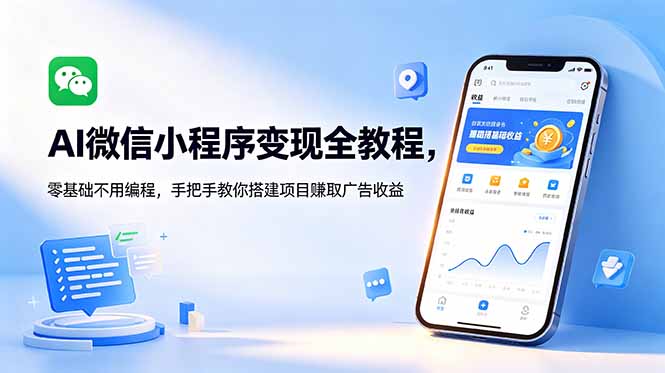 AI微信小程序变现全教程,零基础不用编程,手把手教你搭建项目赚取广告收益|云雀资源分享