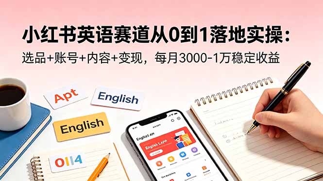 小红书英语赛道从0到1落地实操:选品+账号+内容+变现,每月3000-1万稳定收益|云雀资源分享