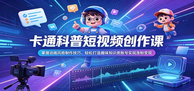 卡通科普短视频创作课:掌握动画风格制作技巧,轻松打造趣味知识类账号实现涨粉变现|云雀资源分享