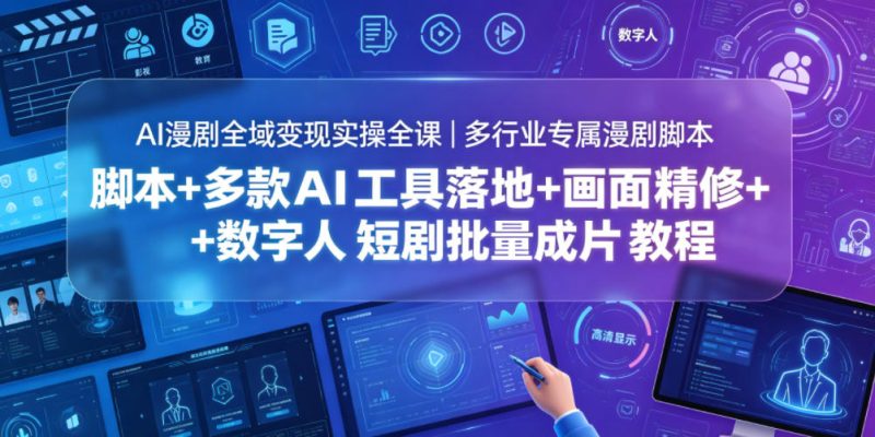 AI漫剧全域变现实操全课｜多行业专属漫剧脚本+多款AI工具落地+画面精修+数字人短剧批量成片全教程|云雀资源分享