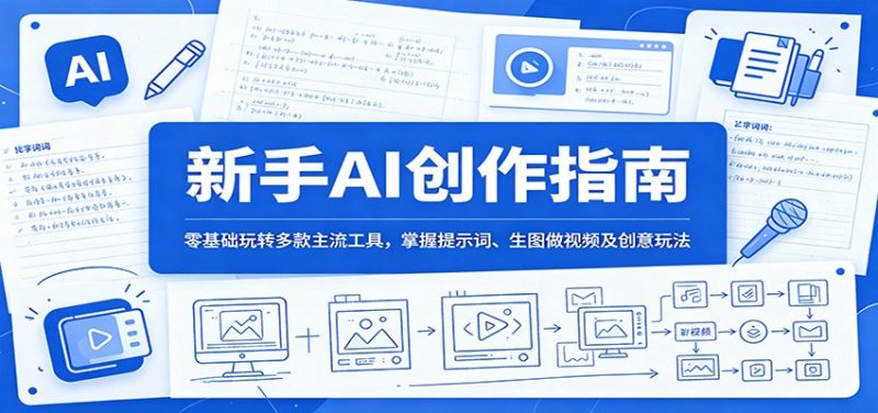 新手AI创作指南:零基础玩转多款主流工具,掌握提示词、生图做视频及创意玩法|云雀资源分享