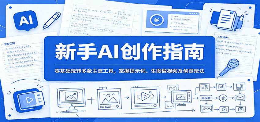 新手AI创作指南:零基础玩转多款主流工具,掌握提示词、生图做视频及创意玩法|云雀资源分享