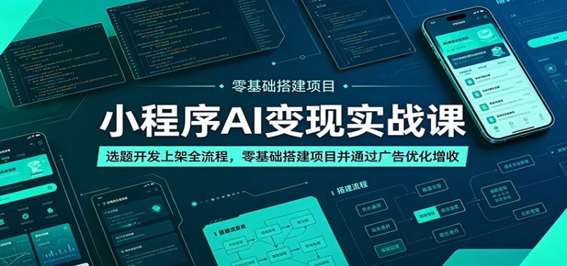 小程序AI变现实战课:选题开发上架全流程,零基础搭建项目并通过广告优化增收|云雀资源分享