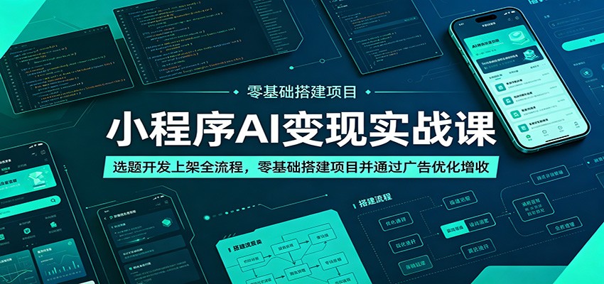 小程序AI变现实战课:选题开发上架全流程,零基础搭建项目并通过广告优化增收|云雀资源分享