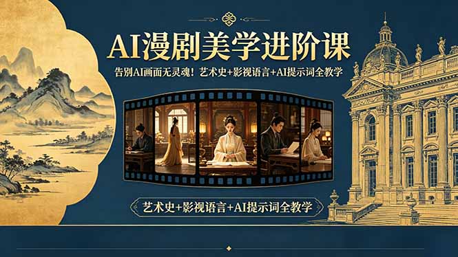 告别AI画面无灵魂!AI漫剧美学进阶课-更新,艺术史+影视语言+AI提示词全教学|云雀资源分享