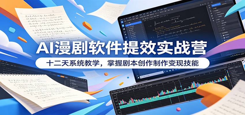 AI漫剧软件提效实战营:十二天系统教学,掌握剧本创作制作变现技能|云雀资源分享