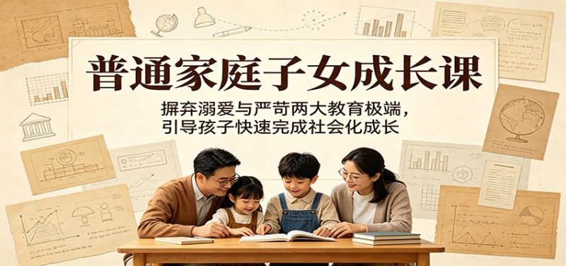 普通家庭子女成长课:摒弃溺爱与严苛两大教育极端,引导孩子快速完成社会化成长|云雀资源分享
