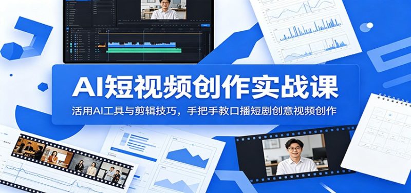 AI短视频创作实战课:活用AI工具与剪辑技巧,手把手教口播短剧创意视频创作|云雀资源分享