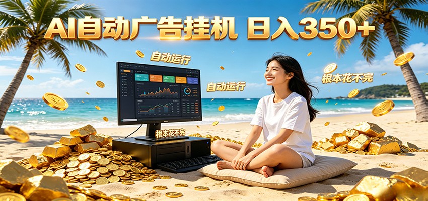 AI自动广告挂机 日入350+ 真正做到躺赚式变现，根本花不完！|云雀资源分享