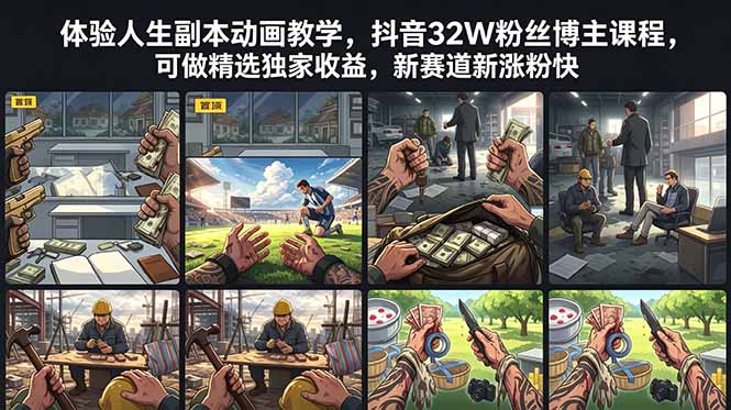 体验人生副本动画教学, 抖音32W粉丝博主课程,可做精选独家收益,新赛道新涨粉快|云雀资源分享
