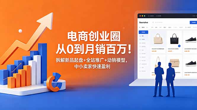 电商创业圈从0到月销百万!拆解新品起盘+全站推广+动销模型,中小卖家快速盈利|云雀资源分享