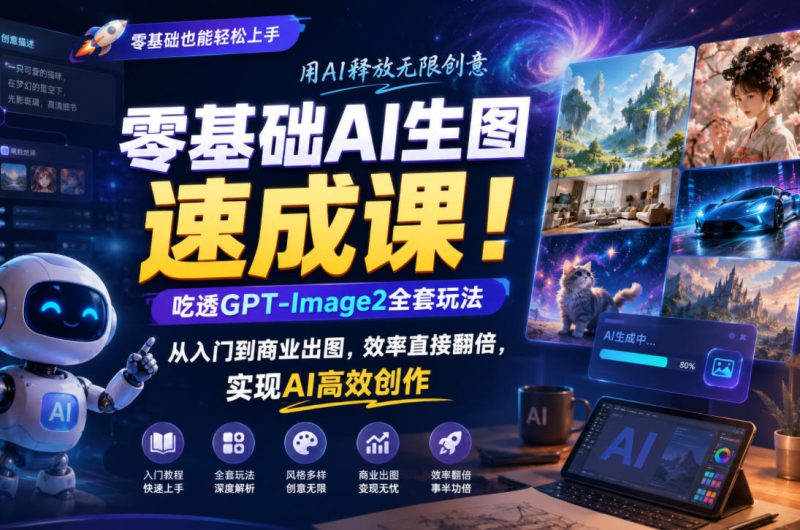 零基础AI生图速成课！吃透GPT-Image2全套玩法，从入门到商业出图，效率直接翻倍，实现AI高效创作|云雀资源分享