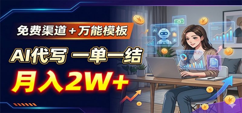 免费渠道+万能模板,AI代写一单一结,月入2W+|云雀资源分享