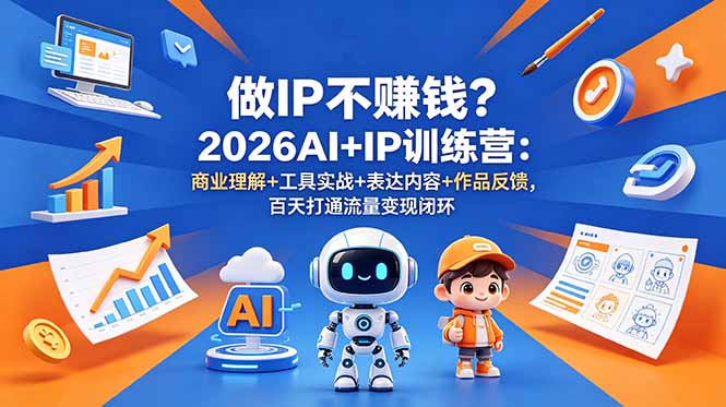 做IP不赚钱?2026AI+IP训练营:商业理解+工具实战+表达内容+作品反馈,百天打通流量变现闭环|云雀资源分享