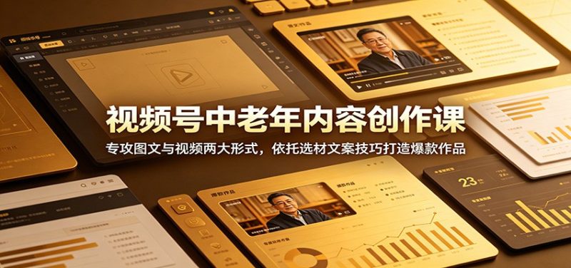 视频号中老年内容创作课:专攻图文与视频两大形式,依托选材文案技巧打造爆款作品|云雀资源分享