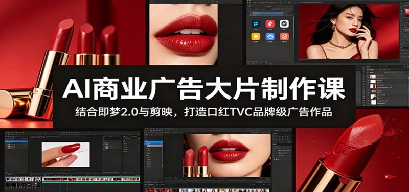 AI商业广告大片制作课:结合即梦2.0与剪映,打造口红TVC品牌级广告作品|云雀资源分享
