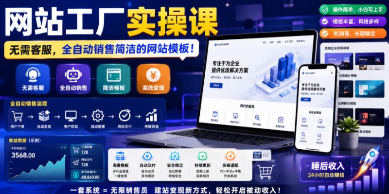 网站工厂实操课，无需客服，网站模板自动赚钱！【原创双语字幕】|云雀资源分享