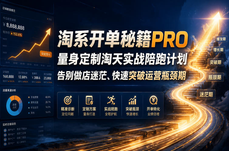 淘系开单秘籍PRO，量身定制淘天实战陪跑计划，告别做店迷茫、快速突破运营瓶颈期(2026年6月11)|云雀资源分享