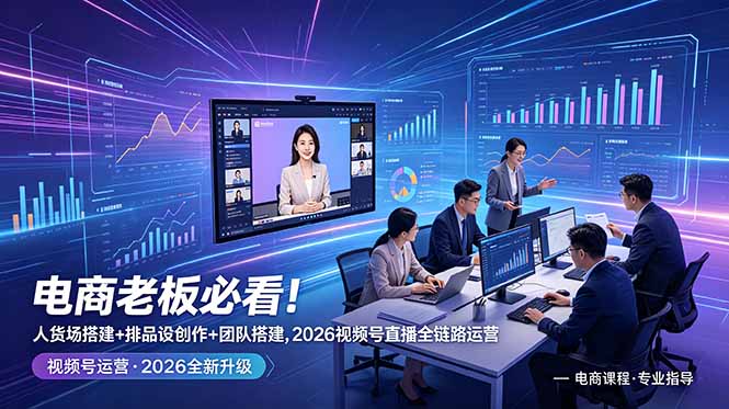 电商老板必看!人货场搭建+排品设计+素材创作+团队搭建,2026视频号直播全链路运营|云雀资源分享