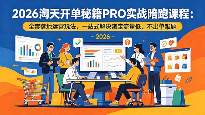 2026淘天开单秘籍PRO实战陪跑课程:全套落地运营玩法,一站式解决淘宝流量低、不出单难题|云雀资源分享