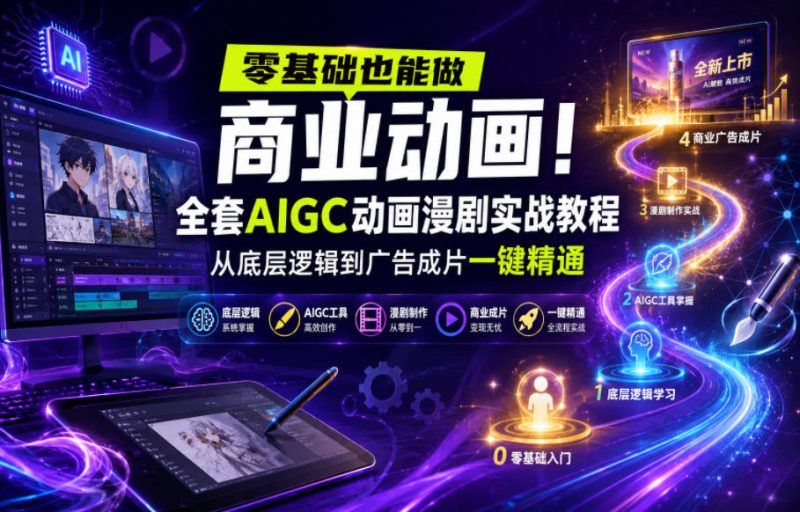 零基础也能做商业动画！全套AIGC动画漫剧实战教程，从底层逻辑到广告成片一键精通|云雀资源分享