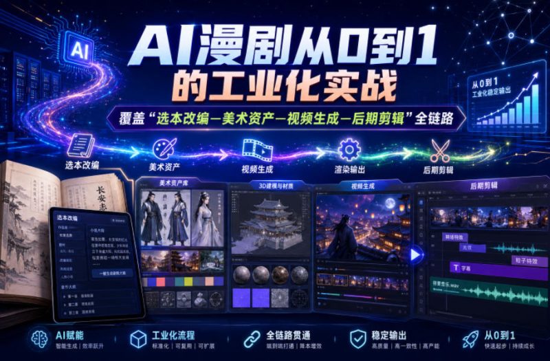 AI漫剧从0到1的工业化实战，覆盖“选本改编—美术资产—视频生成—后期剪辑”全链路(更新6月)|云雀资源分享