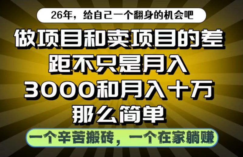 做项目和卖项目不只是月入3K和10W那么简单，一个努力搬砖，一个在家躺賺【揭秘】|云雀资源分享