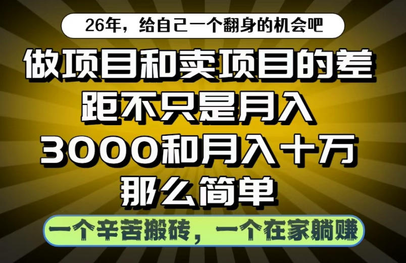 做项目和卖项目不只是月入3K和10W那么简单，一个努力搬砖，一个在家躺賺【揭秘】|云雀资源分享