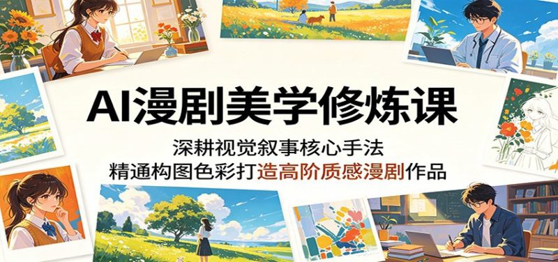AI漫剧美学修炼课：深耕视觉叙事核心手法，精通构图色彩打造高阶质感漫剧作品|云雀资源分享