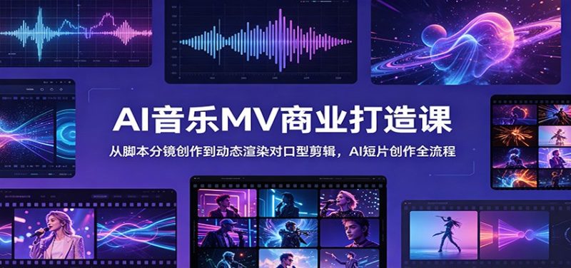 AI音乐MV商业打造课:从脚本分镜创作到动态渲染对口型剪辑,AI短片创作全流程|云雀资源分享