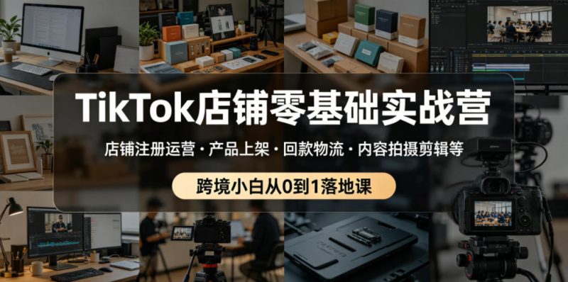 TikTok店铺零基础实战营,店铺注册运营・产品上架・回款物流・内容拍摄剪辑等 ,跨境小白从0到1落地课|云雀资源分享