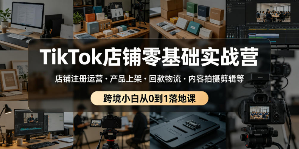 TikTok店铺零基础实战营，店铺注册运营・产品上架・回款物流・内容拍摄剪辑等 ，跨境小白从0到1落地课|云雀资源分享