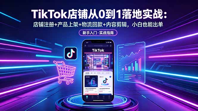 TikTok店铺从0到1落地实战:店铺注册+产品上架+物流回款+内容剪辑,小白也能出单|云雀资源分享