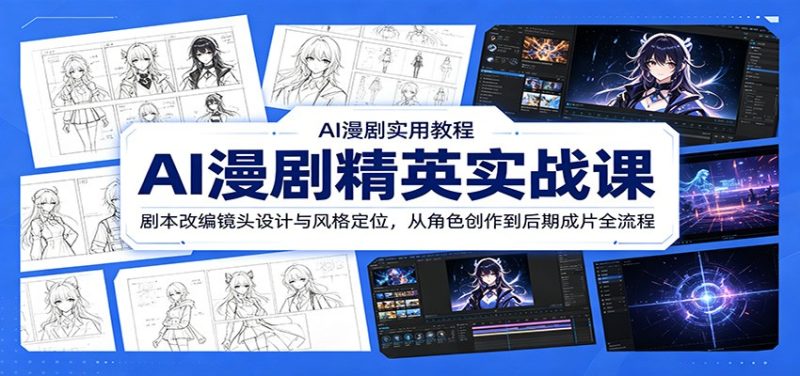 AI漫剧精英实战课：剧本改编镜头设计与风格定位，从角色创作到后期成片全流程|云雀资源分享