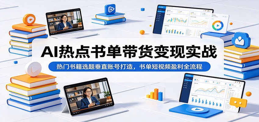 AI热点书单带货变现实战:热门书籍选题垂直账号打造,书单短视频盈利全流程|云雀资源分享