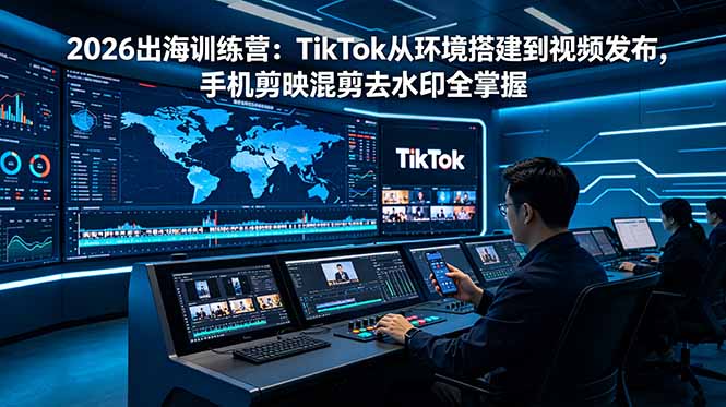 2026出海训练营:TikTok从环境搭建到视频发布,手机剪映混剪去水印全掌握|云雀资源分享